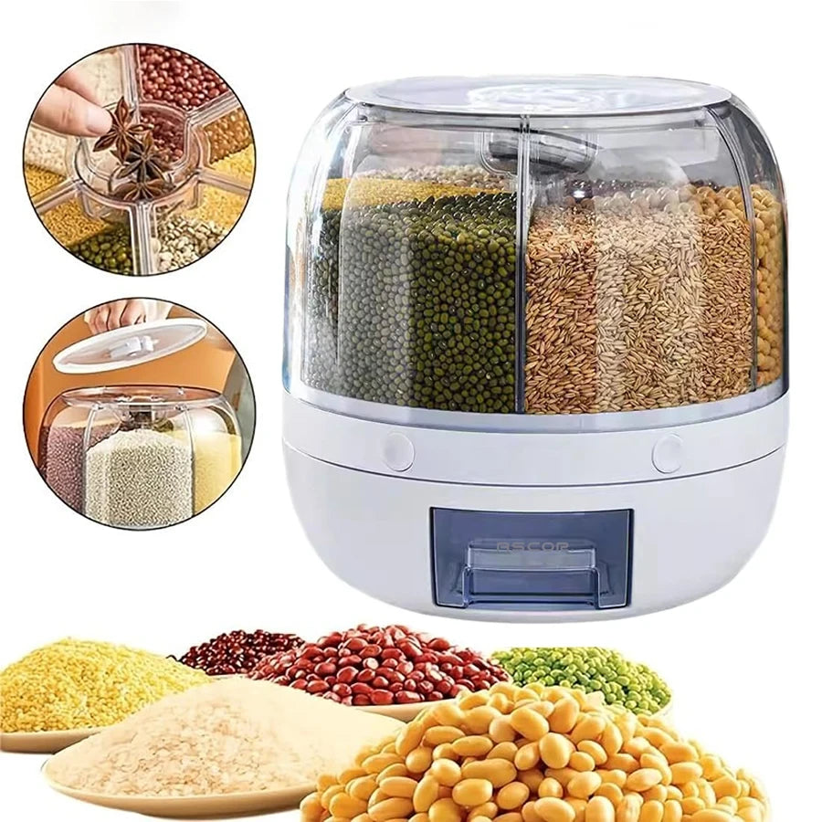 Dispensador de Alimentos Giratorio de Seis Compartimentos