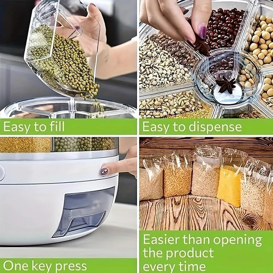 Dispensador de Alimentos Giratorio de Seis Compartimentos